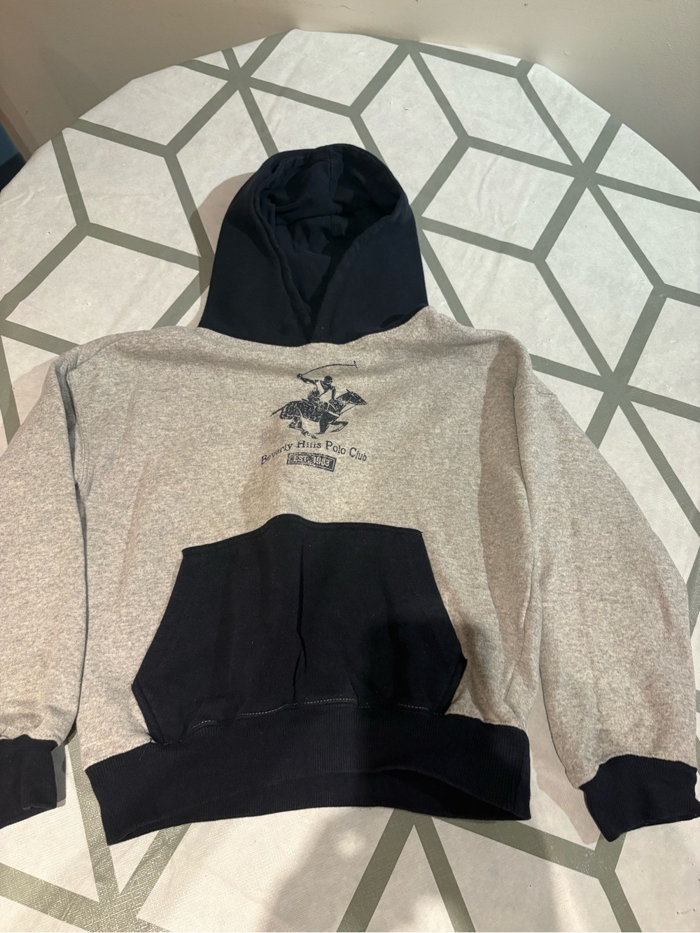 3/15$ Beverly Hills Polo Club Gray & Black Two-Tone Crewneck Hoodie